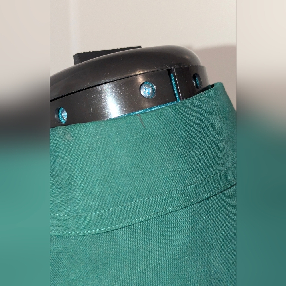 Vintage Gillian silk dress sz 6 green button down hourglass shape collar pockets - Picture 8 of 8